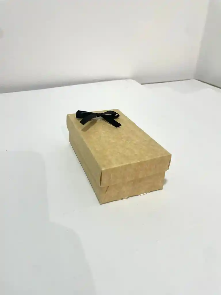 Caja Joyero Mini Color Kraft Lazo Negro