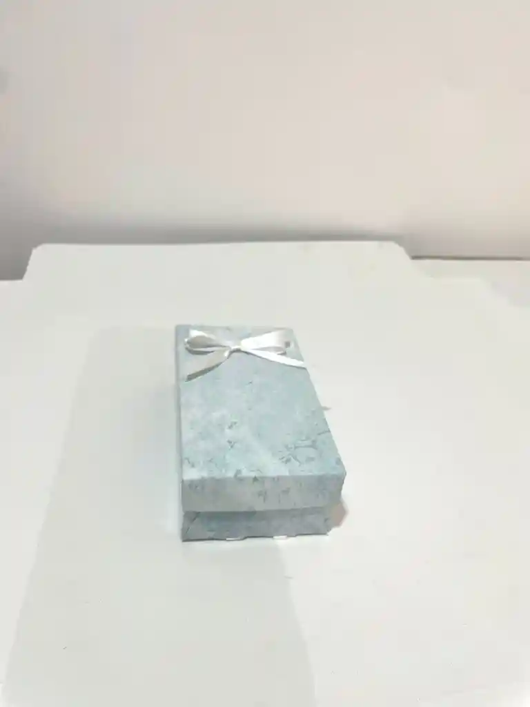 Caja Mini Joyero Color Azul Marmoleado Con Lazo Blanco