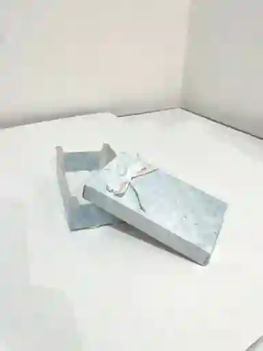 Caja Mini Joyero Color Azul Marmoleado Con Lazo Blanco