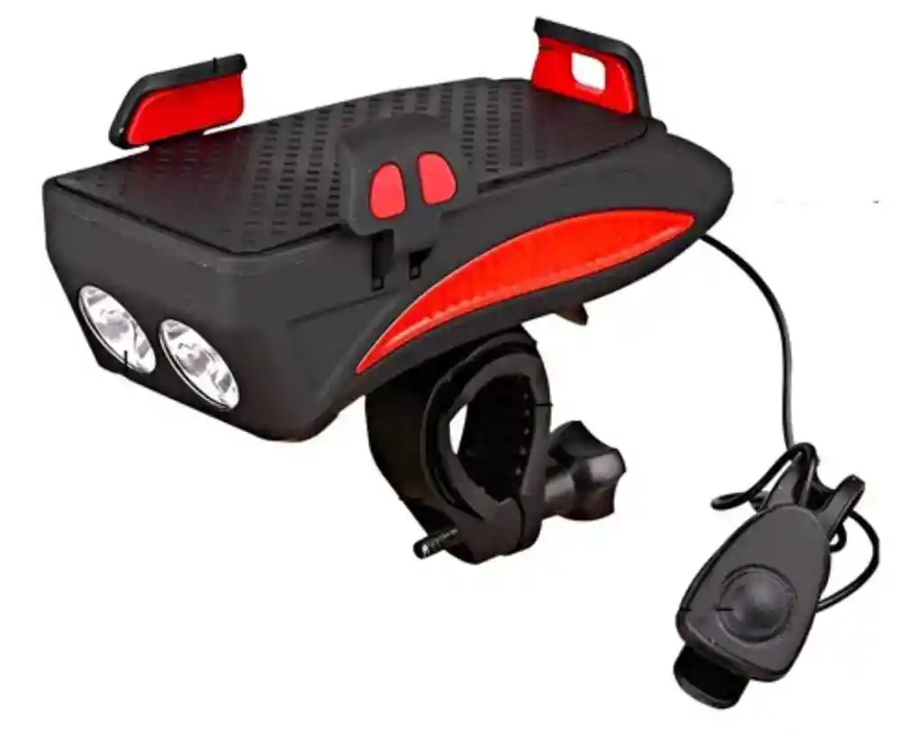 Luces Linterna Bicicleta 4 En 1 Bocina Pito Soporte Celular