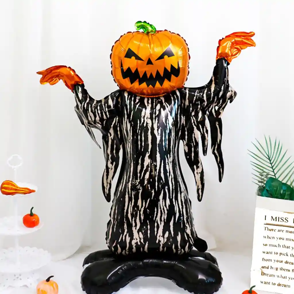 Halloween Globo Metalizado Grande Con Base Calabaza