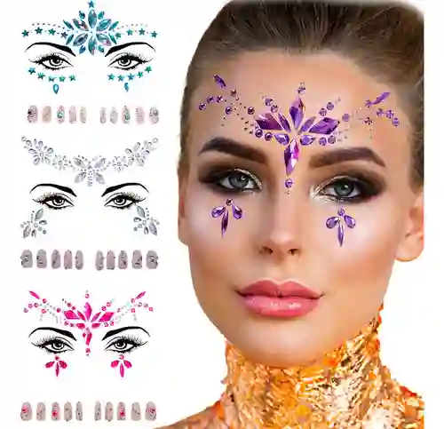 Gemas Para Maquillaje De Rostro Cara Piedras Adhesivas Para Rostro Y Uñas