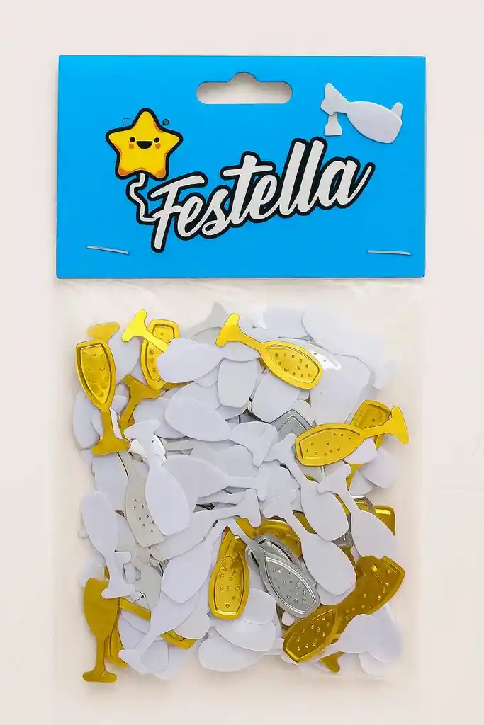 Confeti Diseño Mini Copas De Colores Dorado, Blanco Y Plateado Decoracion De Fiestas