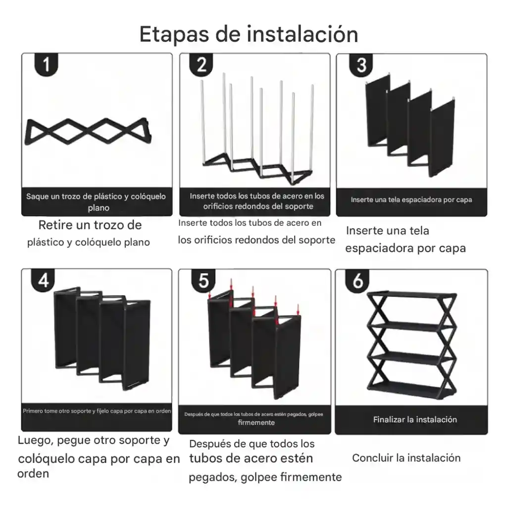 Organizador De Zapatos 4 Niveles Mueble Estable Resistente - Negro