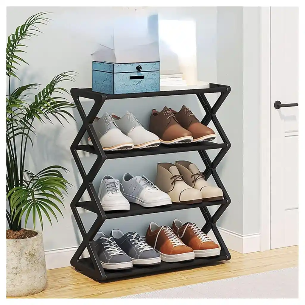 Organizador De Zapatos 4 Niveles Mueble Estable Resistente - Negro