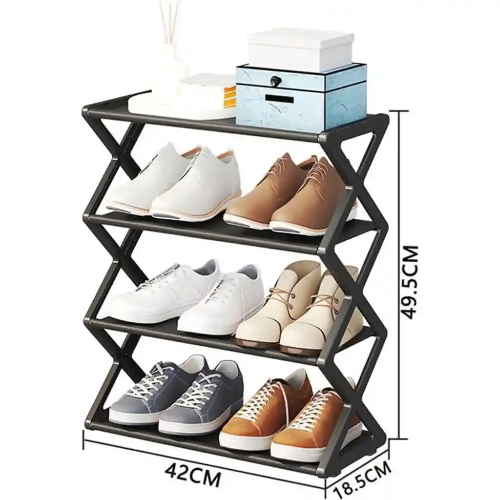 Organizador De Zapatos 4 Niveles Mueble Estable Resistente - Negro