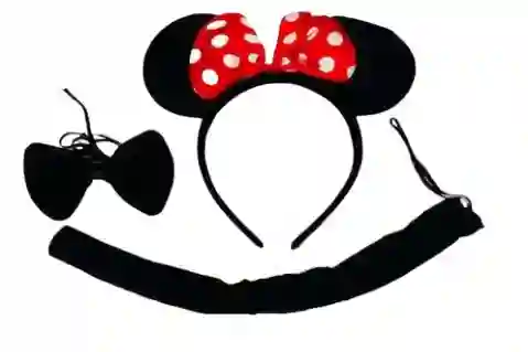 Set Balaca, Moño Y Cola De Disfraz De Minnie Mouse Para Halloween