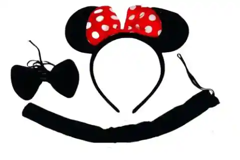 Set Balaca, Moño Y Cola De Disfraz De Minnie Mouse Para Halloween
