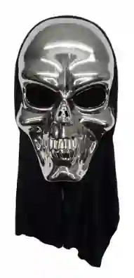 Mascara De Calavera Irisdiscente Con Capa Negra, Disfraz De Terror Para Halloween, Fiestas O Eventos Tematicos