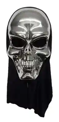 Mascara De Calavera Irisdiscente Con Capa Negra, Disfraz De Terror Para Halloween, Fiestas O Eventos Tematicos