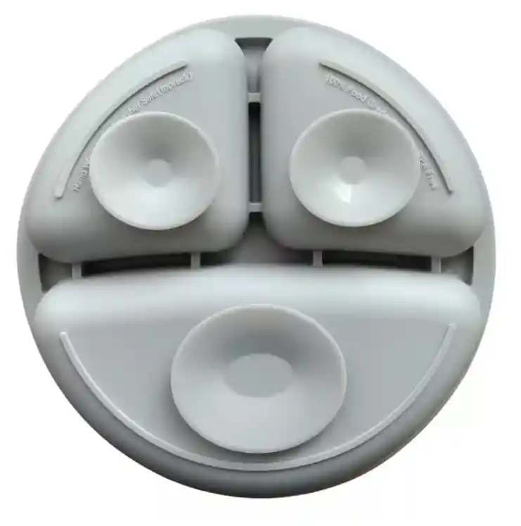 Plato Silicona Bebe Con Divisiones Antideslizante Chupas Gris