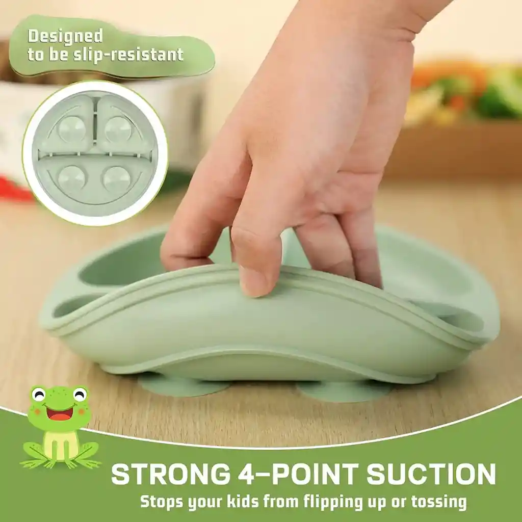 Plato Silicona Bebe Con Divisiones Amarillo Antideslizante Chupas