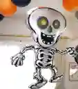 Globo Metalizado Esqueleto Blanco Decoración Halloween Mediano 50x40cm