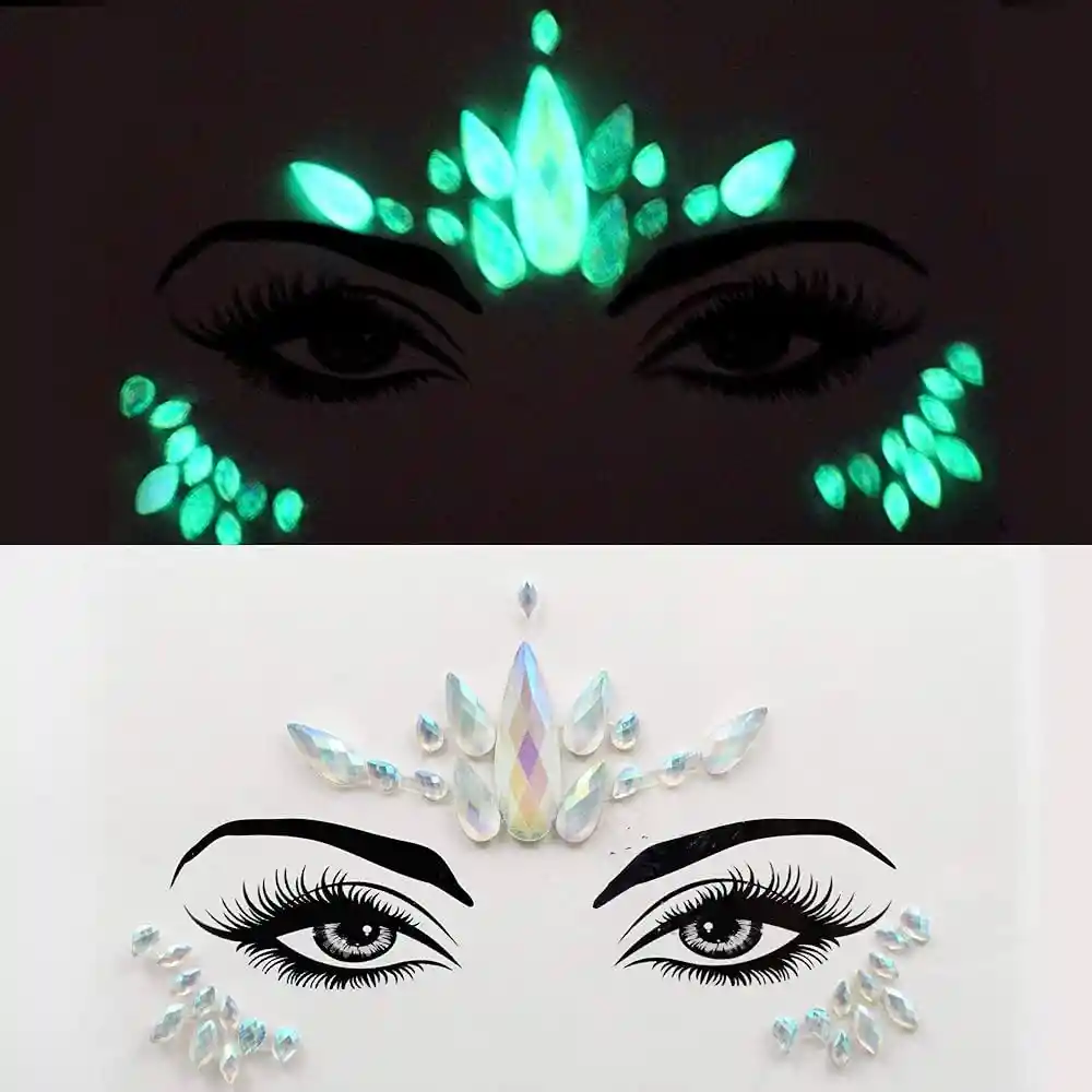 Gemas Adhesivas Neon Para Maquillaje De Rostro Cara Piedras Para Rostro