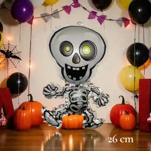 Globo Metalizado Halloween Esqueleto Calavera Mediano 26cm