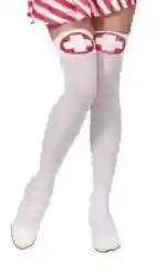 Media Color Blanco Diseño De Enfermera Para Disfraz De Halloween Para Mujer