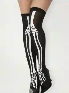 Media Lisa Diseño Huesos Largos Para Disfraz De Halloween Para Mujer