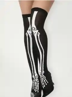 Media Lisa Diseño Huesos Largos Para Disfraz De Halloween Para Mujer