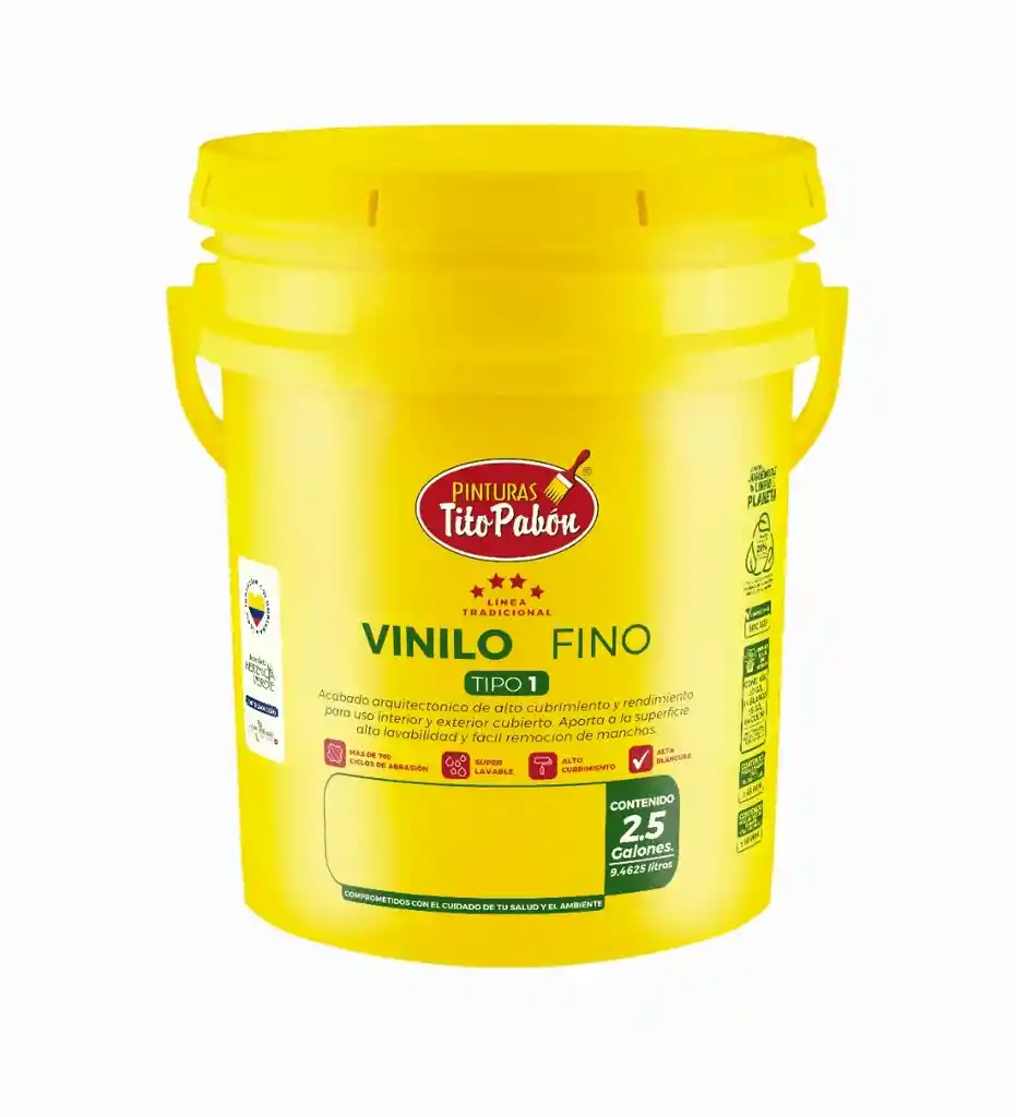 Balde Vinilo Tito Pabon Tipo 1 Fino 2.5 Galones