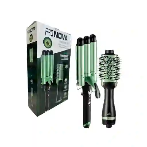 Combo Cepillo Secador Para Cabello Con Pinza Rizadora