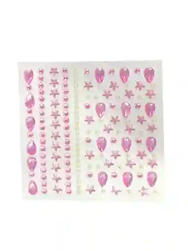 Gemas Adhesivas Rosadas Para Rostro Cabello Uñas Sticker 3d Ref C1-1465-09