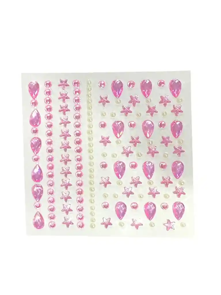 Gemas Adhesivas Rosadas Para Rostro Cabello Uñas Sticker 3d Ref C1-1465-09