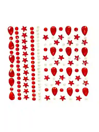 Gemas Adhesivas Rojas Para Rostro Cabello Uñas Sticker 3d Ref C1-1465-09