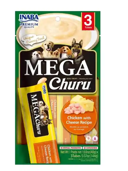 Dog Mega Churu Chicken With Cheese Recipe / Bolsa X 3 Unidades X 48 G