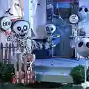 Globo Metalizado Esqueleto Blanco Decoración Halloween Mediano 50x40cm