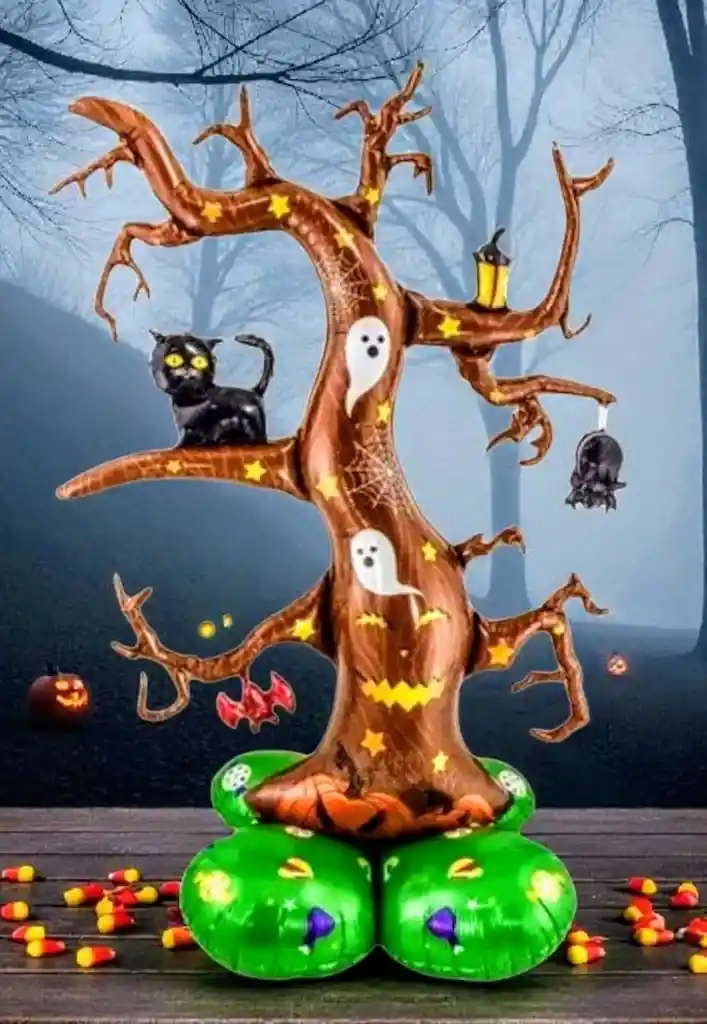 Globo Metalizado Árbol De Halloween Grande 1.22 X 83 Cm