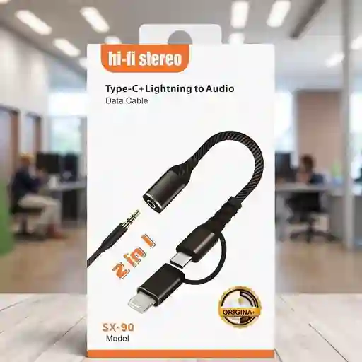 Adaptador 2 En 1 Lightning/ Tipo C A Audio Para Teléfono
