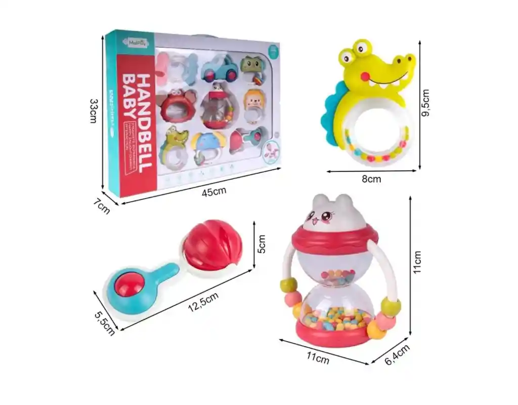 Set De Maracas Sonajeros X9 Uni Estimulacion Bebe Niño Niña