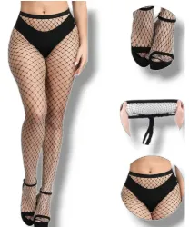 Medias Malla Pantalon Con Huecos Grandes Para Adulto Color Negro