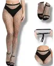 Medias Malla Pantalon Con Huecos Grandes Para Adulto Color Negro