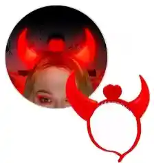 Diadema De Diabla Cuernos Color Rojo Con Luz Para Halloweeen