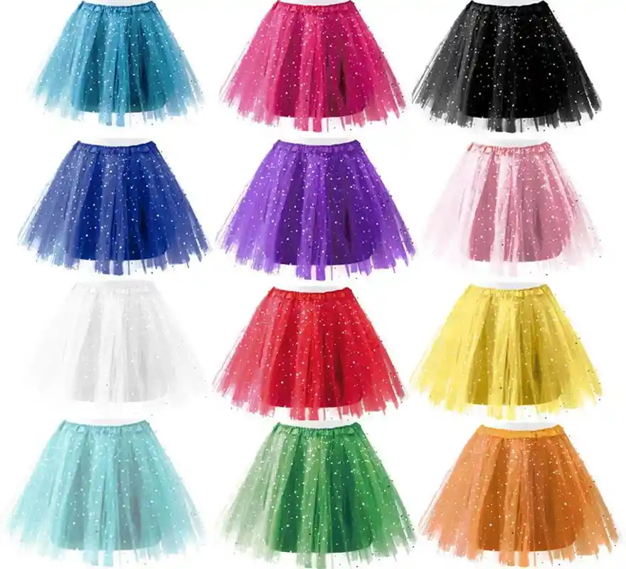 Tutu De Niña Brillante Para Disfraz De Halloween Con Variedad De Colores