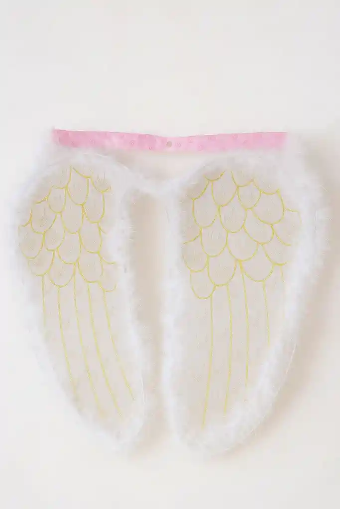 Alas Blancas Con Decoracion De Escarchado Dorado Para Disfraz De Halloween