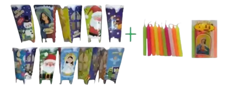 Set 10 Faroles Navideños + 10 Velitas Surtidos