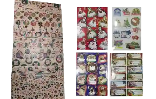 Papel Kraft Regalo Navidad X 50 Und + 50 Tarjetas De / Para