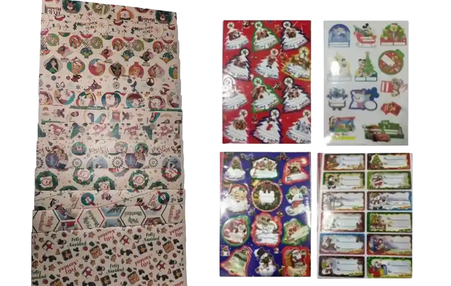 Papel Kraft Regalo Navidad X 50 Und + 50 Tarjetas De / Para