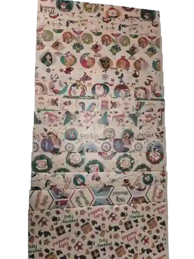 Papel Kraft Regalo Estampado Navidad X 30 Unidades