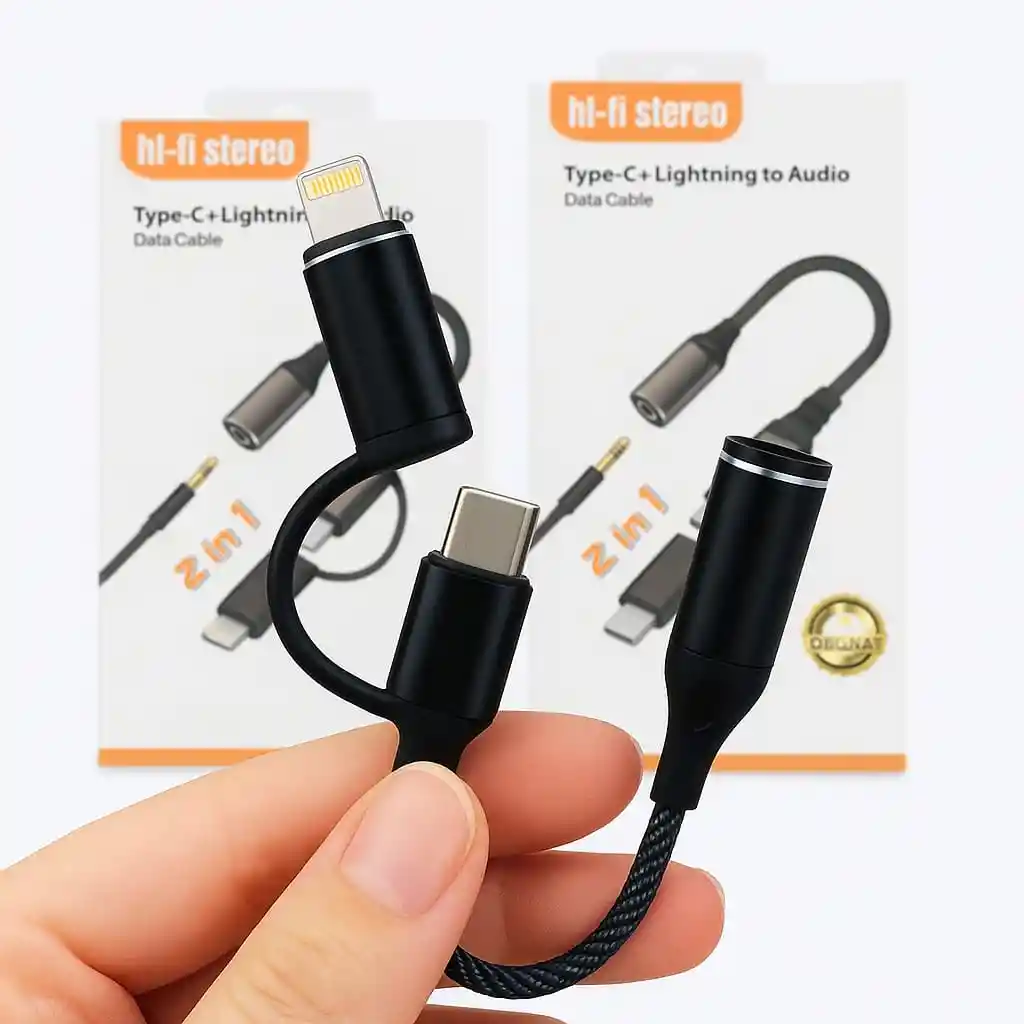Adaptador 2 En 1 Lightning/ Tipo C A Audio Para Teléfono