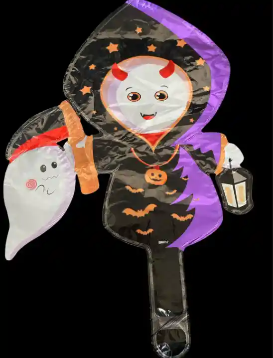 Bomba Globo Metalizado Haloween Diseño De Bruja Brujita Con Fantasma Para Decoracion De Fiestas Niño O Hombre O Mujer