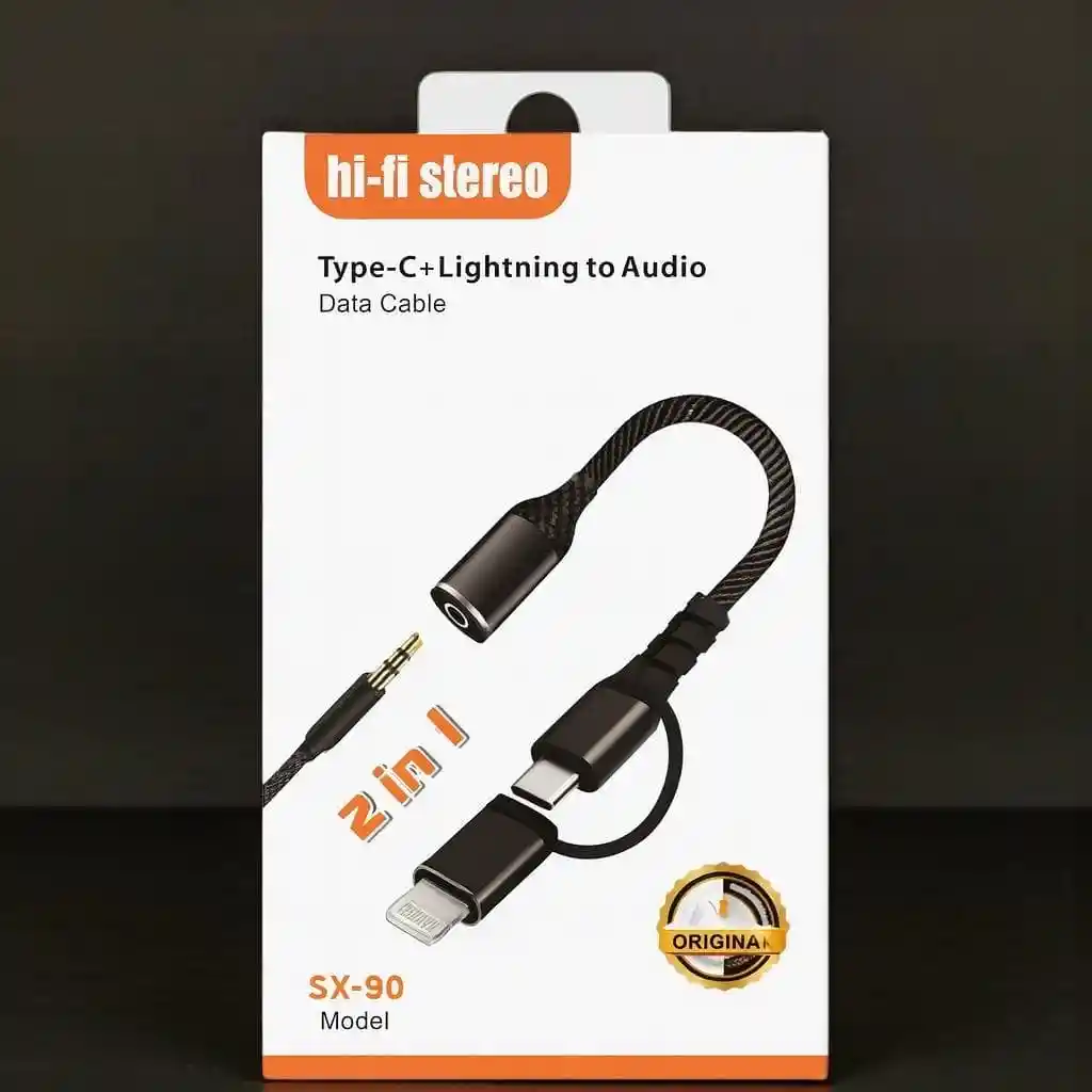 Adaptador 2 En 1 Lightning/ Tipo C A Audio Para Teléfono