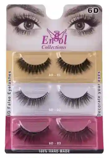 Set Pestañas Postizas X3 Efecto 6d Para Maquillaje Marca Engol