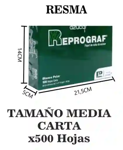 Resma De Papel Tamaño Media Carta