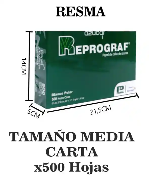 Resma De Papel Tamaño Media Carta