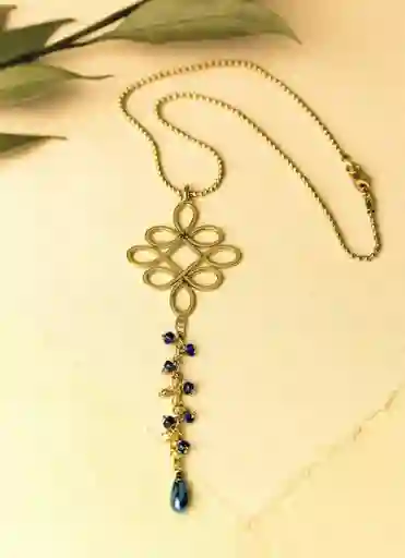 Collar Dije Nudo Tibetano Con Gota De Murano