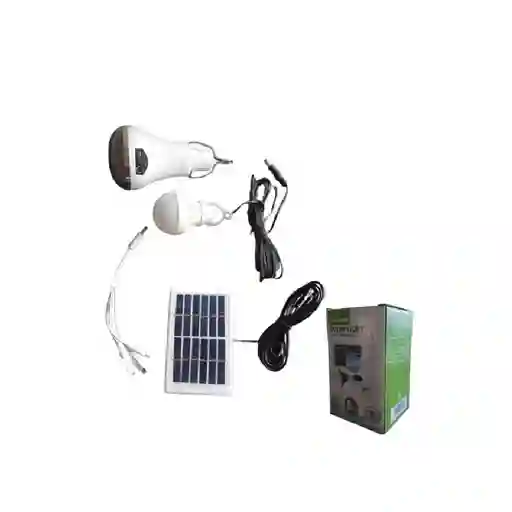 Bombillo Recargable Panel Solar 2 Bombillos Banco De Carga Cl-508