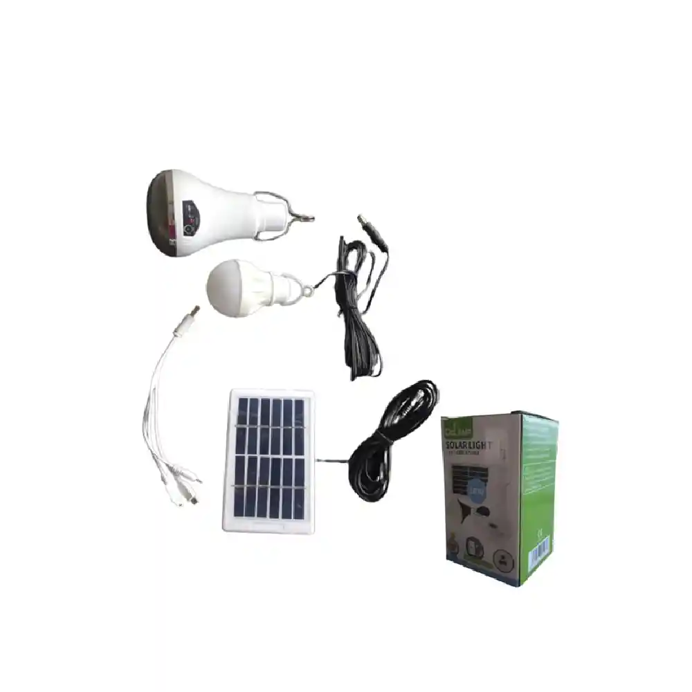Bombillo Recargable Panel Solar 2 Bombillos Banco De Carga Cl-508